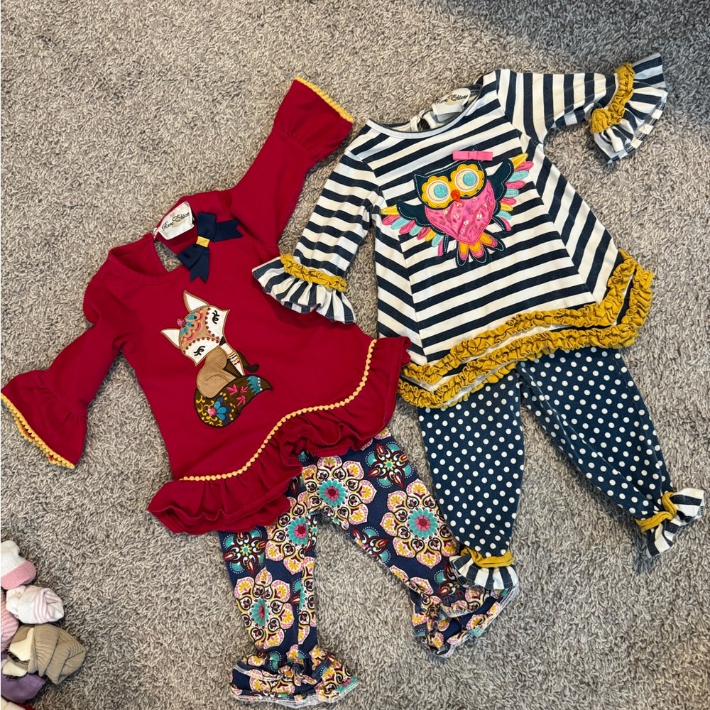 Adorable Kids' Outfit Set with Fox and Owl Designs